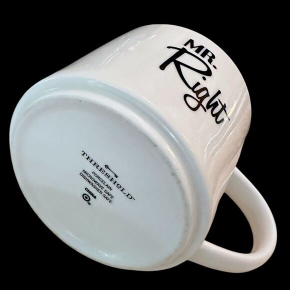 THRESHOLD "MR. RIGHT" White & Black Coffee/Tea Mug, Microwave & Diswasher Safe - Picture 7 of 8